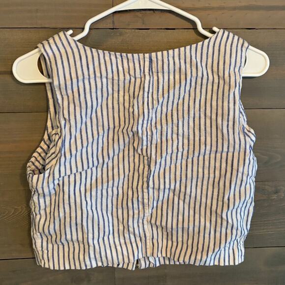 MADEWELL | Scoopneck 100% Linen Crop Tank Bluestone Size 2 - Picture 5 of 7